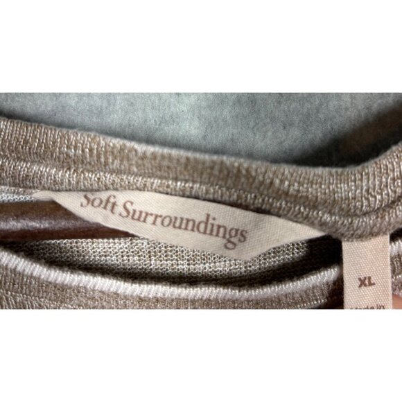 Soft Surroundings Aligned Tunic Womens XL Heavenly Soft Amata Oatmeal Stripe‎ - Picture 2 of 4